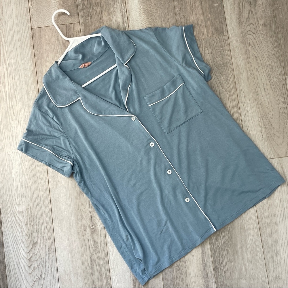 Eberjey Blue Short Sleeve Pajama Top